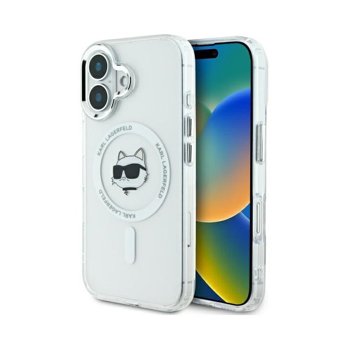 Karl Lagerfeld KLHMP16MHLSCHH iPhone 16 Plus 6.7" biały/white hardcase IML Metal Choupette Head MagSafe na NearMe.pl