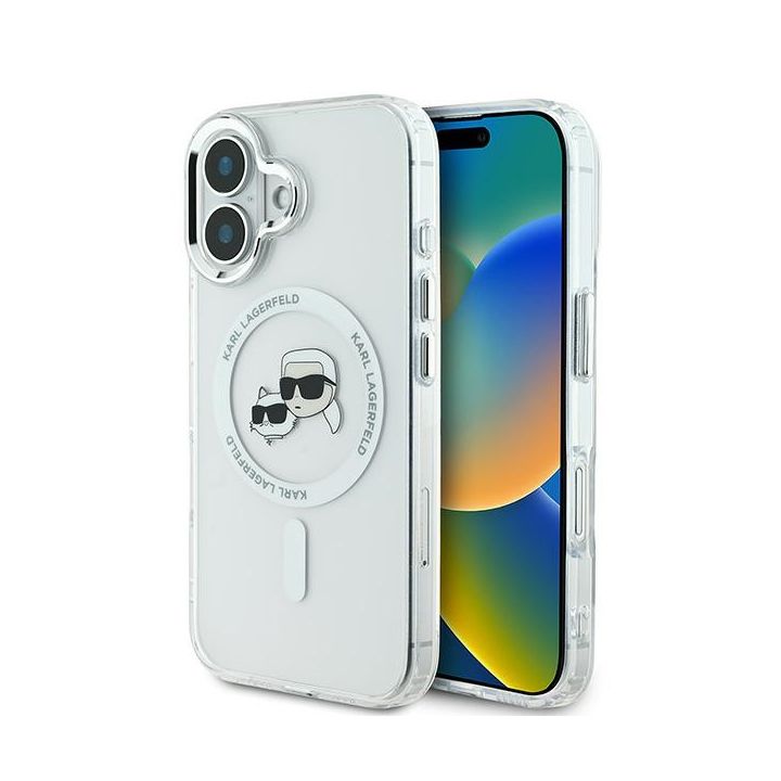 Karl Lagerfeld KLHMP16SHLSKCH iPhone 16 6.1" biały/white hardcase IML Metal Karl&Choupette Head MagSafe na NearMe.pl