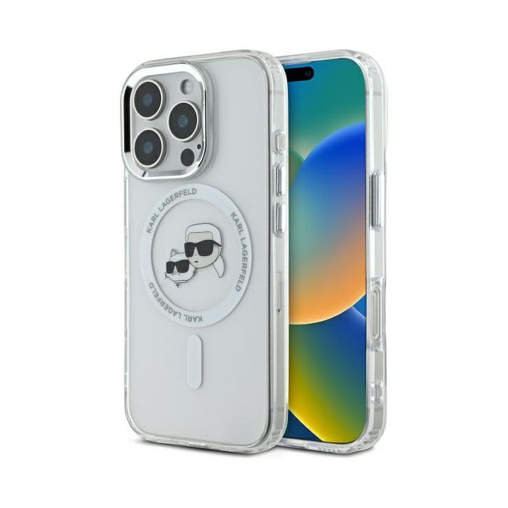 Karl Lagerfeld KLHMP16XHLSKCH iPhone 16 Pro Max 6.9" biały/white hardcase IML Metal Karl&Choupette Head MagSafe na NearMe.pl