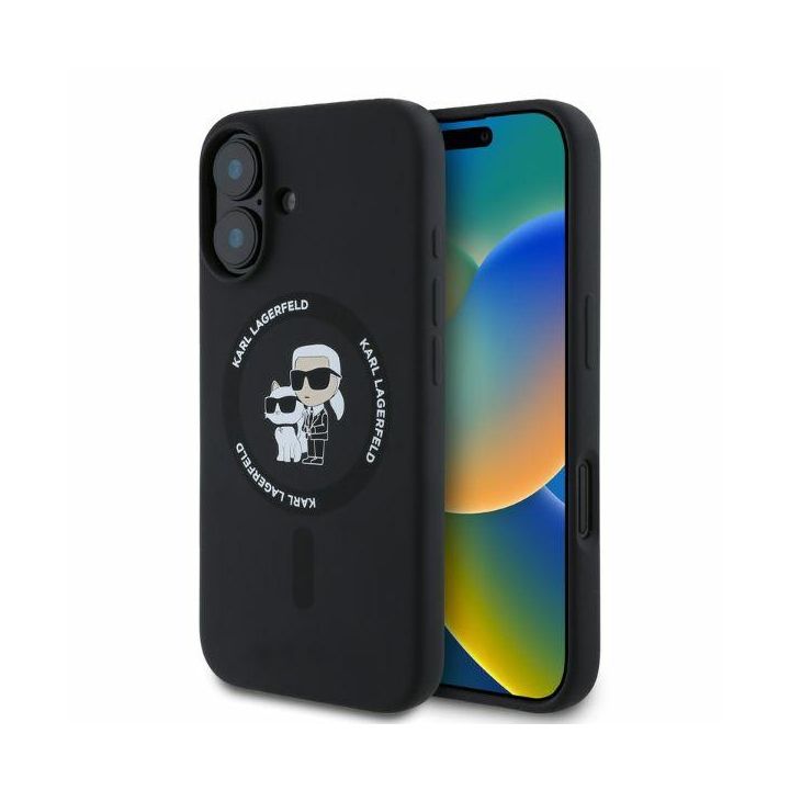 Karl Lagerfeld KLHMP16SSCMKCRHK iPhone 16 6.1" czarny/black hardcase Silicone Karl&Choupette Ring MagSafe na NearMe.pl
