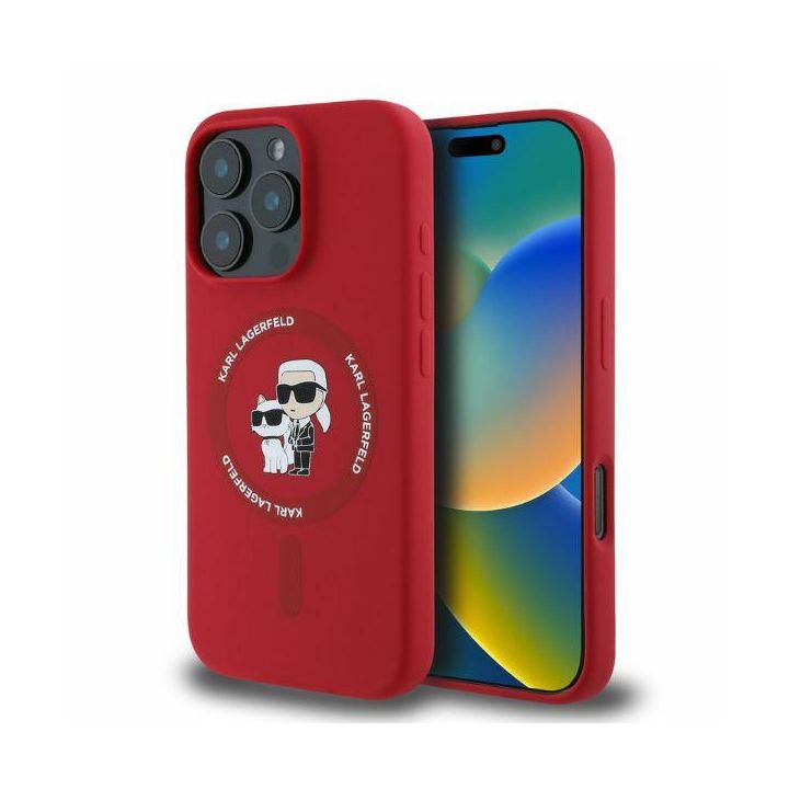 Karl Lagerfeld KLHMP16XSCMKCRHR iPhone 16 Pro Max 6.9" czerwony/red hardcase Silicone Karl&Choupette Ring MagSafe na NearMe.pl