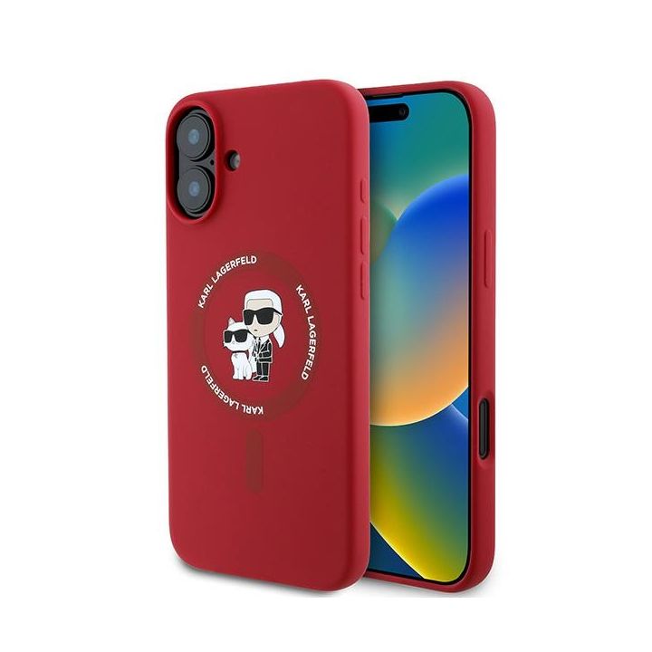 Karl Lagerfeld KLHMP16MSCMKCRHR iPhone 16 Plus 6.7" czerwony/red hardcase Silicone Karl&Choupette Ring MagSafe na NearMe.pl
