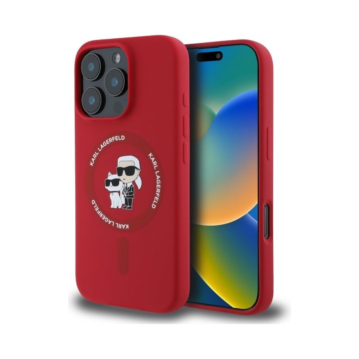 Karl Lagerfeld KLHMP16LSCMKCRHR iPhone 16 Pro 6.3" czerwony/red hardcase Silicone Karl&Choupette Ring MagSafe na NearMe.pl