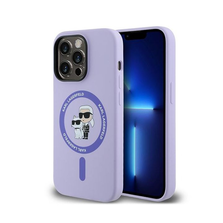 Karl Lagerfeld KLHMP14LSCMKCRHU iPhone 14 Pro 6.1" fioletowy/purple hardcase Silicone Karl&Choupette Heads Ring MagSafe na NearMe.pl