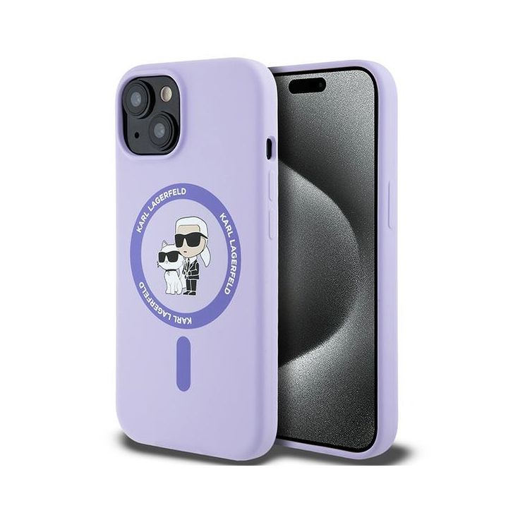 Karl Lagerfeld KLHMP15SSCMKCRHU iPhone 15 6.1" fioletowy/purple hardcase Silicone Karl&Choupette Heads Ring MagSafe na NearMe.pl