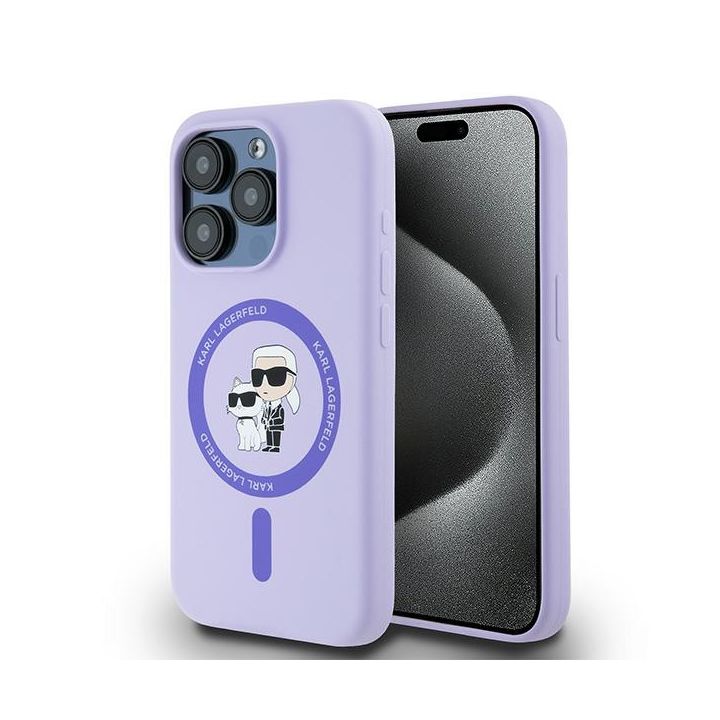 Karl Lagerfeld KLHMP15LSCMKCRHU iPhone 15 Pro 6.1" fioletowy/purple hardcase Silicone Karl&Choupette Heads Ring MagSafe na NearMe.pl
