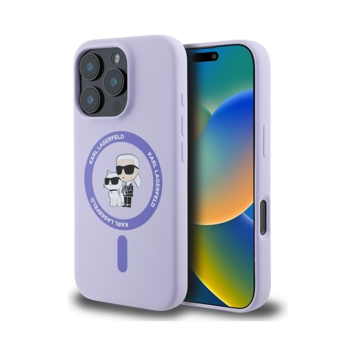 Karl Lagerfeld KLHMP16LSCMKCRHU iPhone 16 Pro 6.3" fioletowy/purple hardcase Silicone Karl&Choupette Ring MagSafe na NearMe.pl