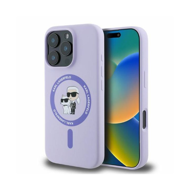 Karl Lagerfeld KLHMP16XSCMKCRHU iPhone 16 Pro Max 6.9" fioletowy/purple hardcase Silicone Karl&Choupette Ring MagSafe na NearMe.pl