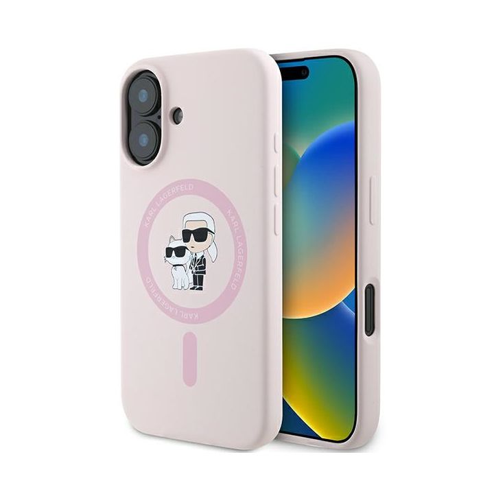 Karl Lagerfeld KLHMP16MSCMKCRHP iPhone 16 Plus 6.7" różowy/pink hardcase Silicone Karl&Choupette Ring MagSafe na NearMe.pl