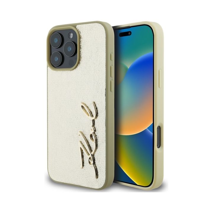 Karl Lagerfeld KLHCP16XPFMFBKMD iPhone 16 Pro Max 6.9" złoty/gold hardcase Metal Signature na NearMe.pl