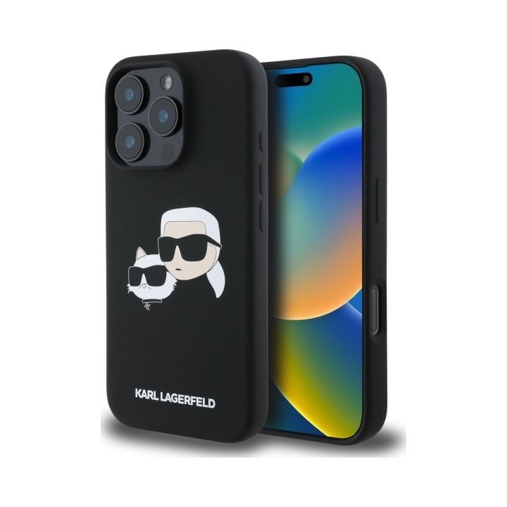 Karl Lagerfeld KLHMP16XSKCHPPLK iPhone16 Pro Max 6.9" czarny/black hardcase Silicone Double Heads Print MagSafe na NearMe.pl