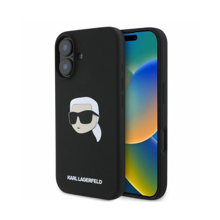 Karl Lagerfeld KLHMP16SSKHPPLK iPhone 16 6.1" czarny/black hardcase Silicone Karl Head Print MagSafe na NearMe.pl