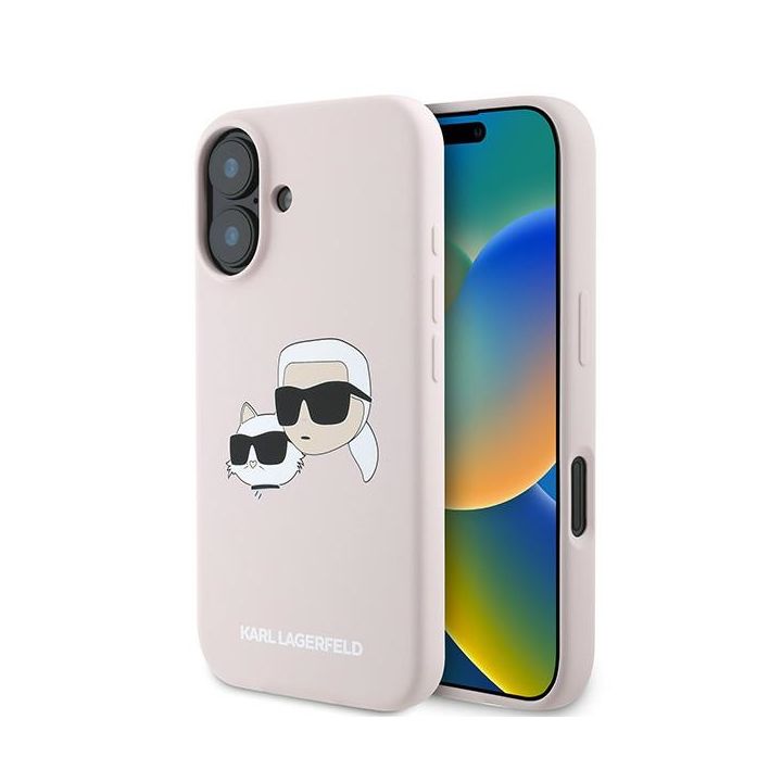 Karl Lagerfeld KLHMP16MSKCHPPLP iPhone 16 Plus 6.7" różowy/pink hardcase Silicone Double Heads Print MagSafe na NearMe.pl