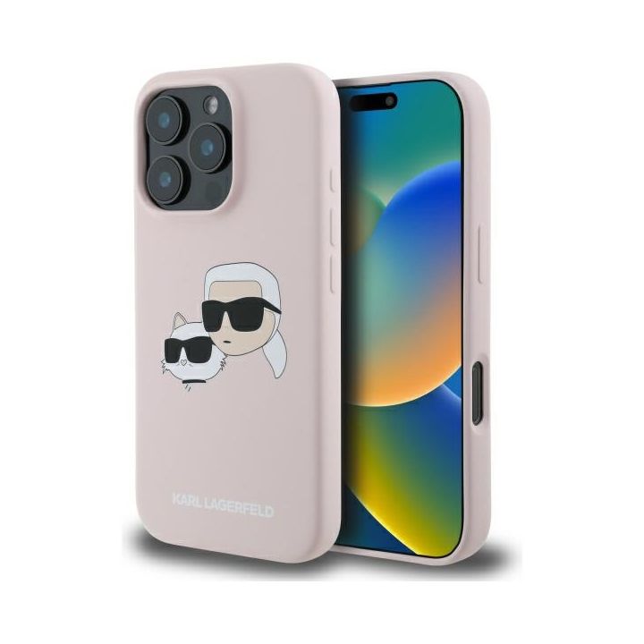 Karl Lagerfeld KLHMP16XSKCHPPLP iPhone16 Pro Max 6.9" różowy/pink hardcase Silicone Double Heads Print MagSafe na NearMe.pl