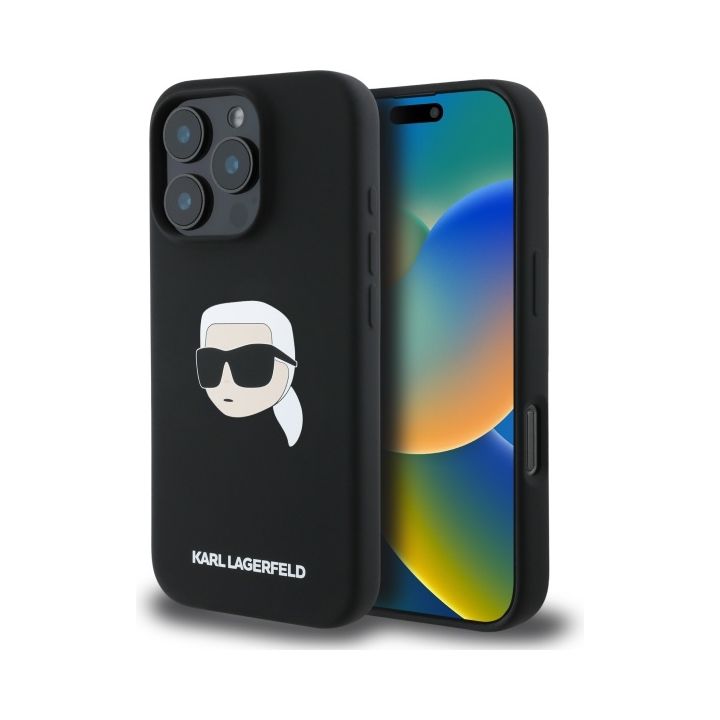 Karl Lagerfeld KLHMP16LSKHPPLK iPhone 16 Pro 6.3" czarny/black hardcase Silicone Karl Head Print MagSafe na NearMe.pl