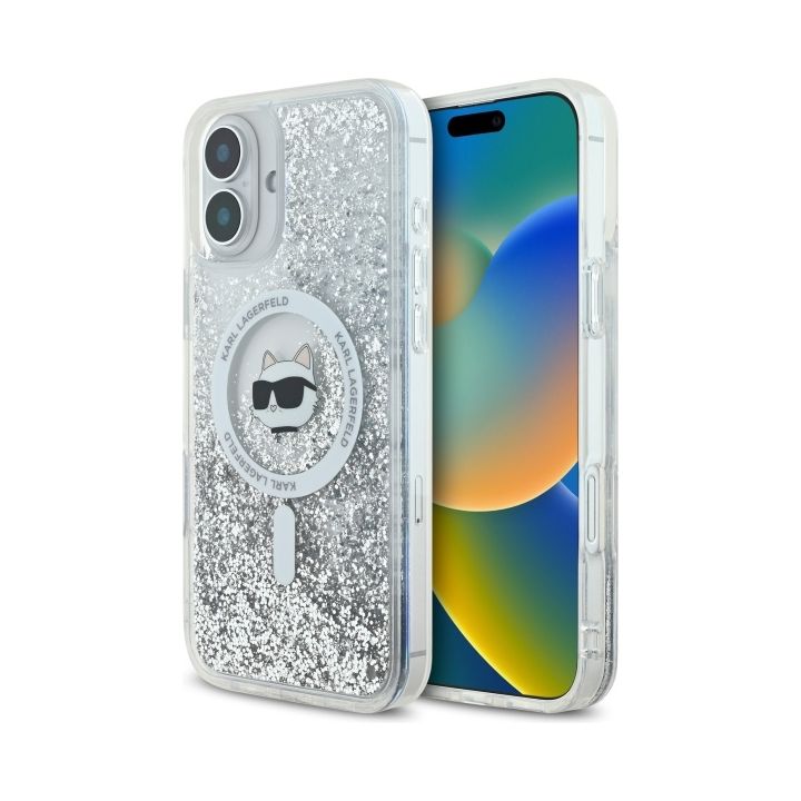 Karl Lagerfeld KLHMP16SLGCHSGH iPhone 16 6.1" hardcase transparent Liquid Glitter Choupette Head Magsafe na NearMe.pl