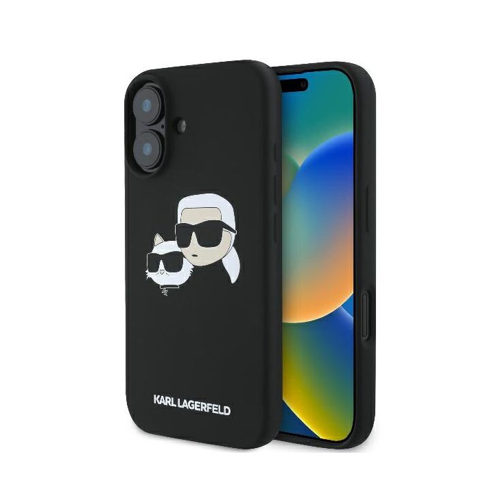 Karl Lagerfeld KLHMP16SSKCHPPLK iPhone 16 6.1" czarny/black hardcase Silicone Double Heads Print MagSafe na NearMe.pl