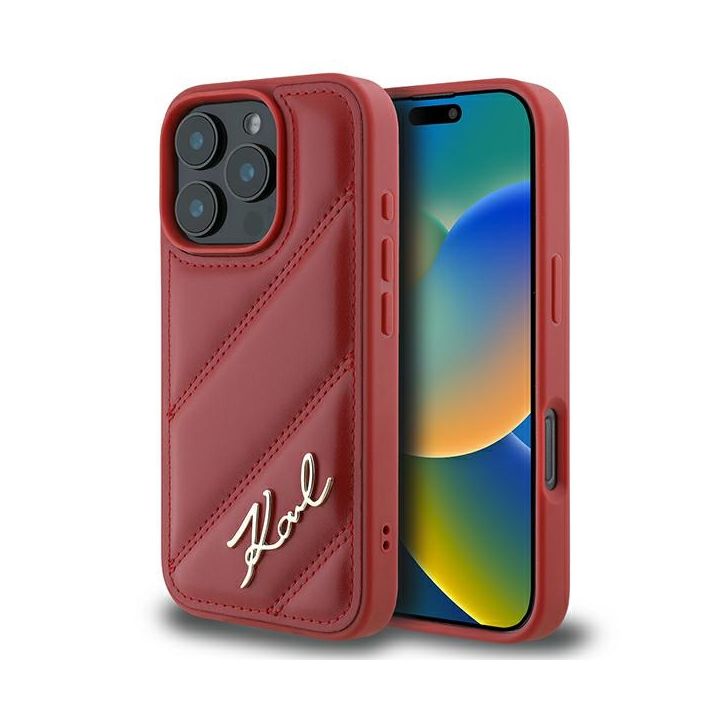 Karl Lagerfeld KLHCP16LPQDSMGR iPhone16 Pro 6.3" czerwony/red hardcase Quilted Signature na NearMe.pl