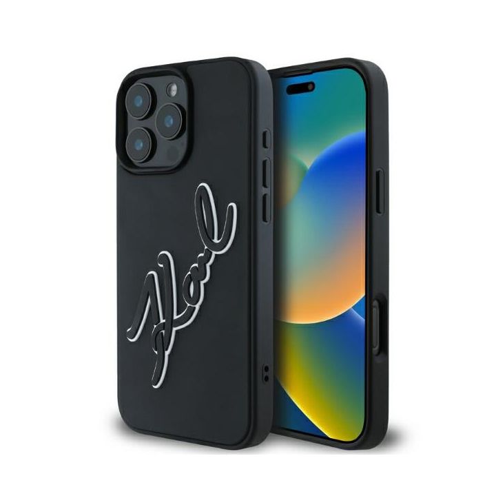 Karl Lagerfeld KLHCP16X3DRKSDLK iPhone 16 Pro Max 6.9" czarny/black hardcase 3D Rubber Bicolor Signature na NearMe.pl
