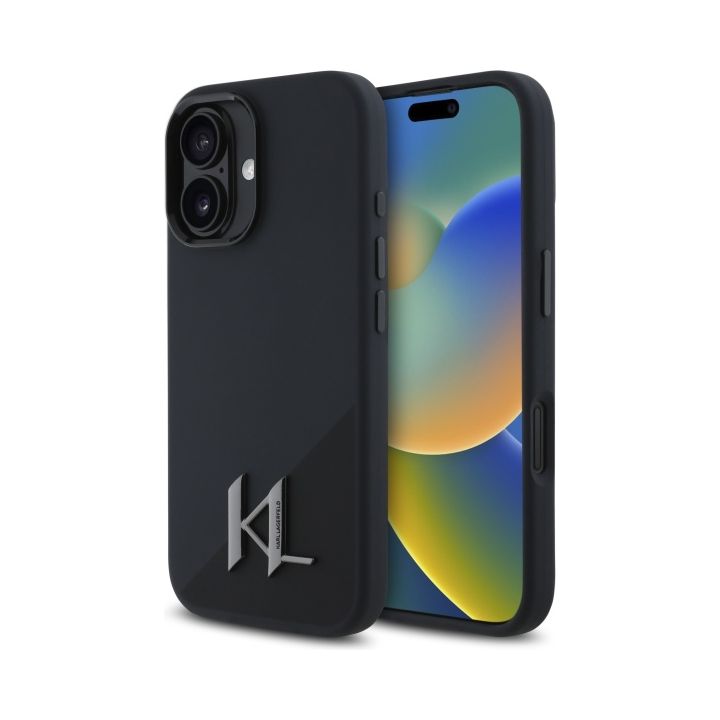 Karl Lagerfeld KLHMP16SSCMKMPCK iPhone   16 6.1" czarny/black hardcase Silicone Shadow Metal Initial MagSafe na NearMe.pl