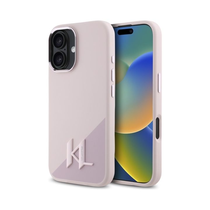 Karl Lagerfeld KLHMP16SSCMKMPCP iPhone   16 6.1" różowy/pink hardcase Silicone Shadow Metal Initial MagSafe na NearMe.pl