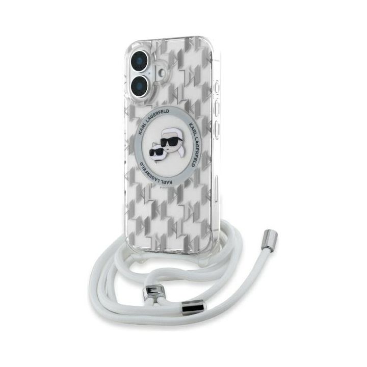 Karl Lagerfeld KLHMP16SHCKCKLCT iPhone   16 6.1" transparent hardcase IML Crossbody Monogram Karl & Choupette Head MagSafe na NearMe.pl