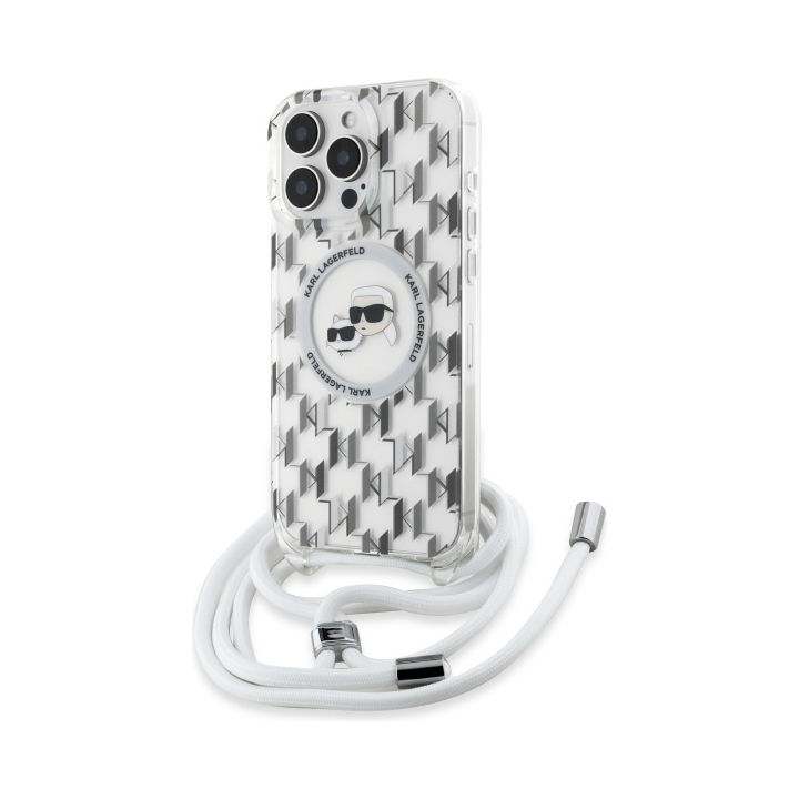 Karl Lagerfeld KLHMP16XHCKCKLCT iPhone   16 Pro Max 6.9" transparent hardcase IML Crossbody Monogram Karl & Choupette Head MagSafe na NearMe.pl