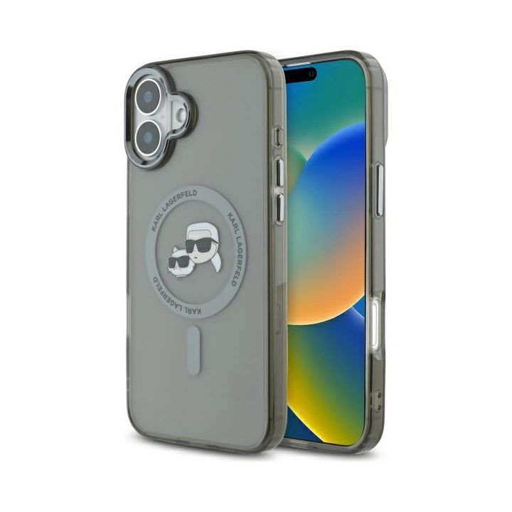 Karl Lagerfeld KLHMP16MHLSKCK iPhone Plus 6.7" czarny/black hardcase IML Metal Karl&Choupette Head MagSafe na NearMe.pl