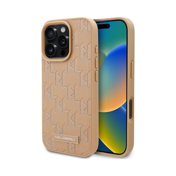 Karl Lagerfeld KLHMP16LPKHPORPE iPhone 16 Pro 6.3" hardcase beżowy/beige Leather Monogram Metal Logo MagSafe na NearMe.pl