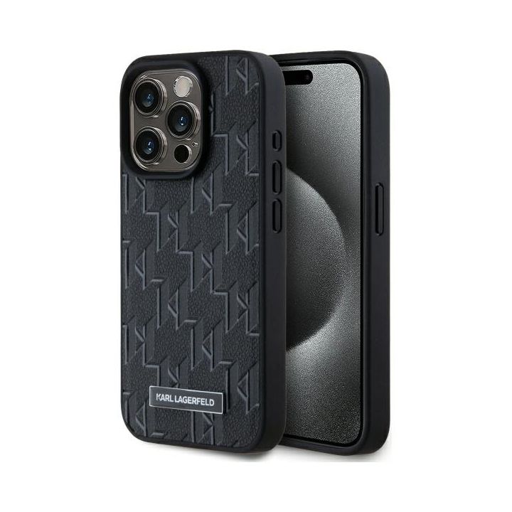 Karl Lagerfeld KLHMP15LPKHPORPK iPhone 15 Pro 6.1" hardcase czarny/black Leather Monogram Metal Logo MagSafe na NearMe.pl