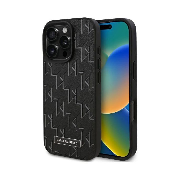 Karl Lagerfeld KLHMP16LPKHPORPK iPhone 16 Pro 6.3" hardcase czarny/black Leather Monogram Metal Logo MagSafe na NearMe.pl
