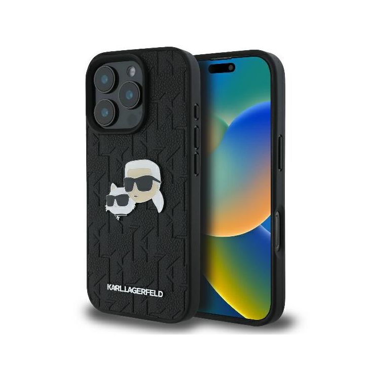 Karl Lagerfeld KLHCP16XPGKLKCPK iPhone16 Pro Max 6.9" czarny/black hardcase Monogram Karl&Chaoupette Head Pin na NearMe.pl