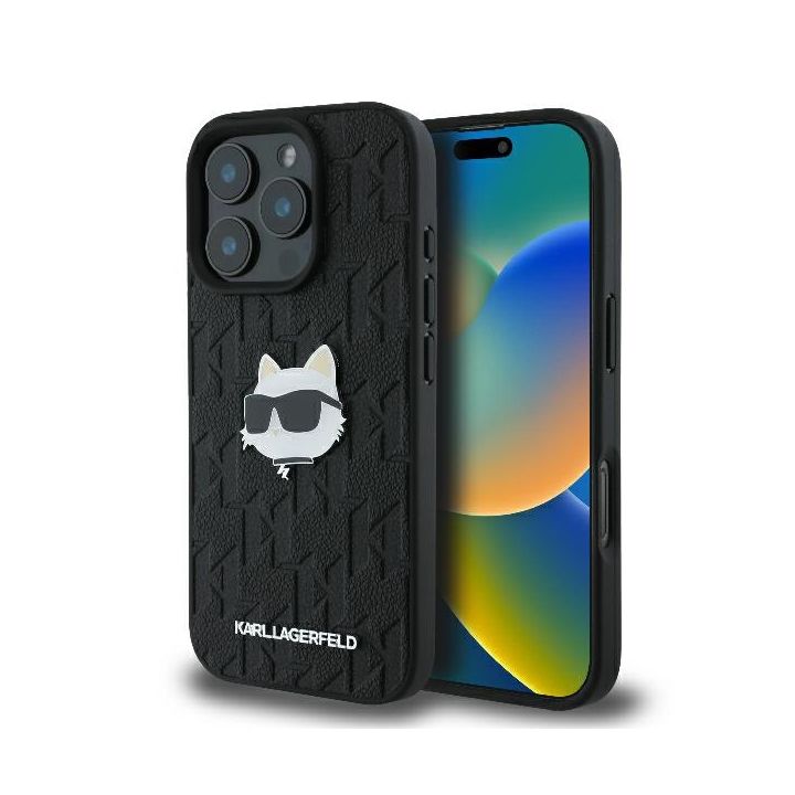 Karl Lagerfeld KLHCP16LPGKLCHPK iPhone 16 Pro 6.3" czarny/black hardcase Monogram Choupette Head Pin na NearMe.pl