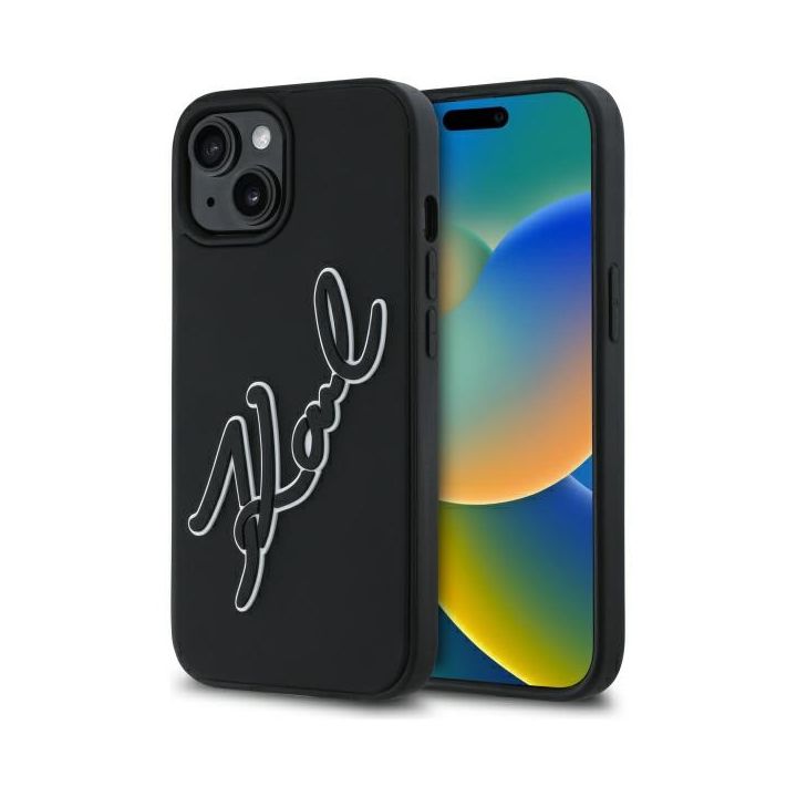 Karl Lagerfeld KLHCP15S3DRKSDLK iPhone   15 6.1" czarny/black hardcase 3D Rubber Signature na NearMe.pl