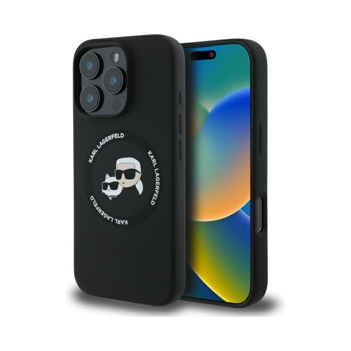 Karl Lagerfeld KLHMP16XSKCHTCK iPhone 16 Pro Max 6.9" czarny/black hardcase Silicone Karl&Choupette Heads MagSafe na NearMe.pl