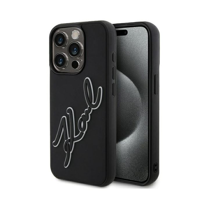 Karl Lagerfeld KLHCP15X3DRKSDLK iPhone   15 Pro Max 6.7" czarny/black hardcase 3D Rubber Signature na NearMe.pl