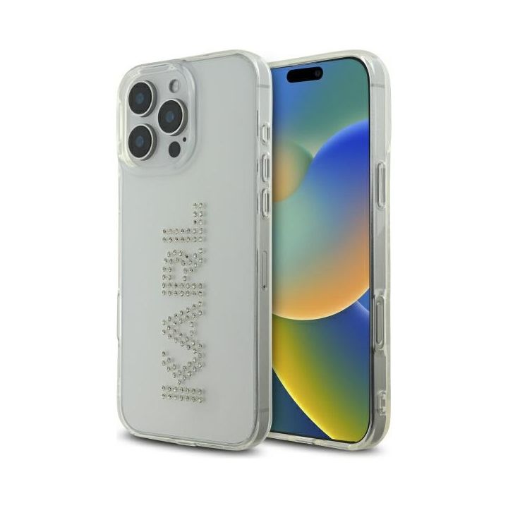 Karl Lagerfeld KLHCP16XHKLSTDCT iPhone 16 Pro Max 6.9" przezroczysty/transparent hardcase IML Rhinestones Logo na NearMe.pl