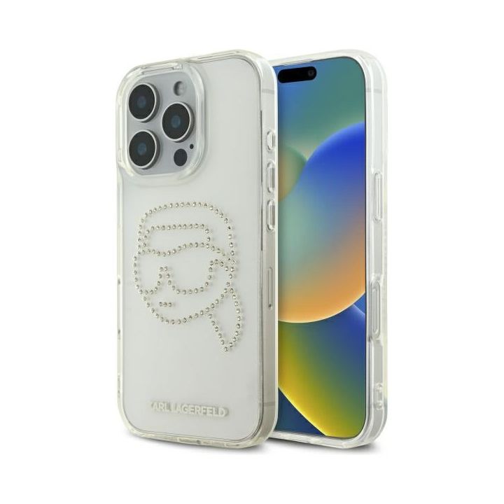 Karl Lagerfeld KLHCP16XHKHDCELT iPhone   16 Pro Max 6.9" przezroczysty/transparent hardcase IML Rhinestones Karl Head na NearMe.pl