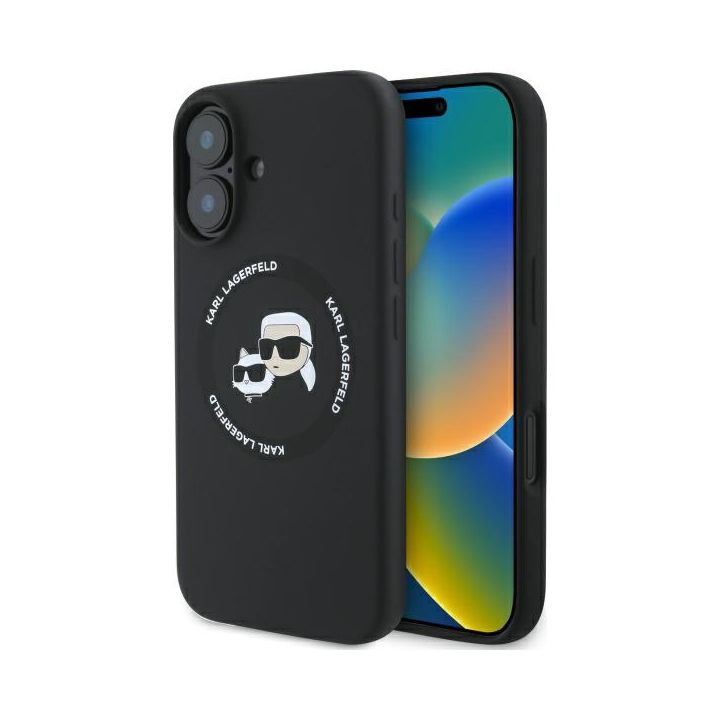 Karl Lagerfeld KLHMP16SSKCHTCK iPhone 16 6.1" czarny/black hardcase Silicone Karl&Choupette Heads MagSafe na NearMe.pl