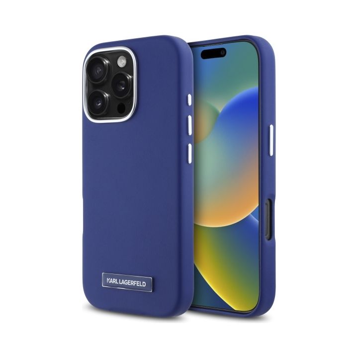 Karl Lagerfeld KLHMP16XPGMSRPB iPhone 16 Pro Max 6.9" niebieski/blue hardcase FW Metal Plate MagSafe na NearMe.pl