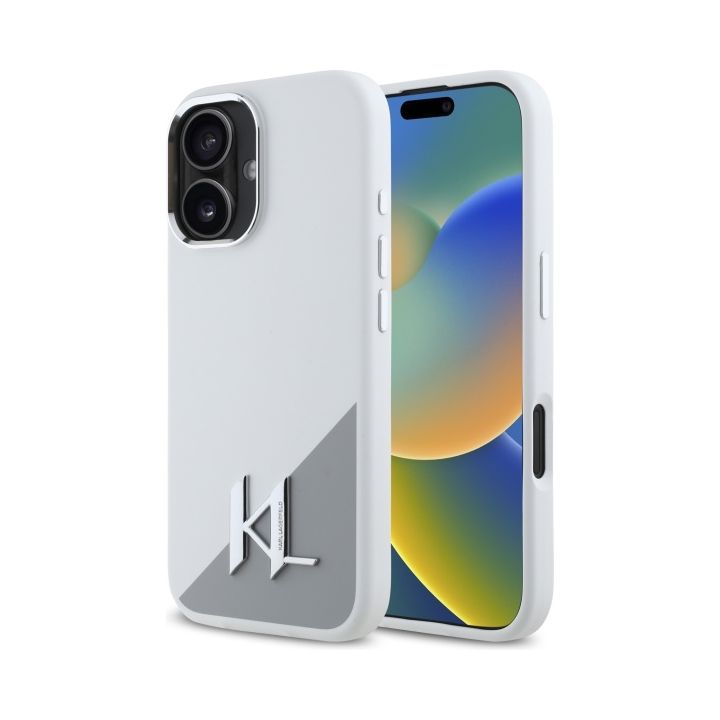 Karl Lagerfeld KLHMP16SSCMKMPCH iPhone   16 6,1" biały/white hardcase Silicone Initial Metal Logo MagSafe na NearMe.pl