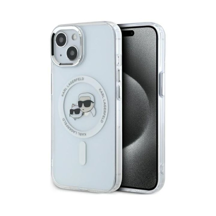 Karl Lagerfeld KLHMP14SHLSKCH iPhone 14  6.1" biały/white hardcase IML Metal Karl&Choupette Head MagSafe na NearMe.pl