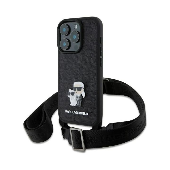 Karl Lagerfeld KLHCP16XSAKCPBK iPhone 16 Pro Max 6.9" czarny/black hardcase Saffiano Karl&Choupette Metal Pin CBDY Strap na NearMe.pl