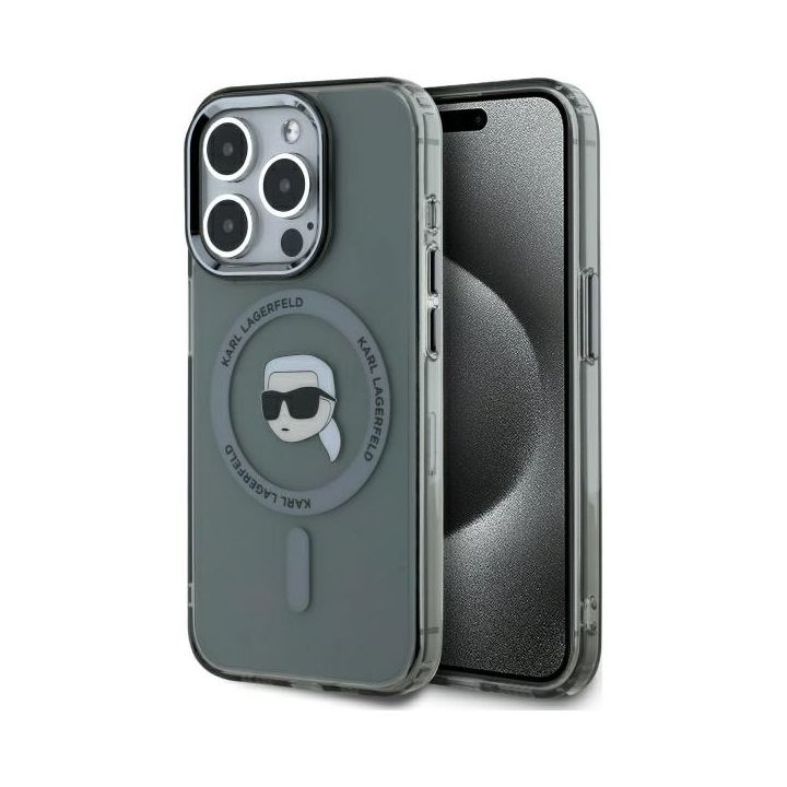 Karl Lagerfeld KLHMP15XHLSKIK iPhone 15  Pro Max 6.7" czarny/black hardcase IML Metal Karl Head MagSafe na NearMe.pl