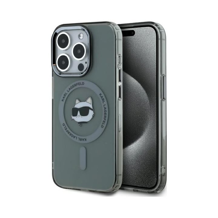 Karl Lagerfeld KLHMP15LHLSCHK iPhone 15  Pro 6.1" czarny/black hardcase IML Metal Choupette Head MagSafe na NearMe.pl