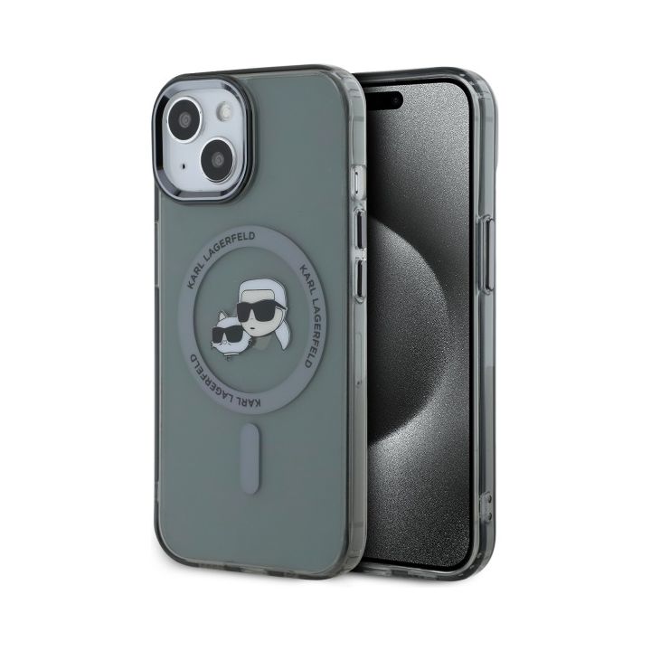 Karl Lagerfeld KLHMP15SHLSKCK iPhone 15  6.1" czarny/black hardcase IML Metal Karl&Choupette Head MagSafe na NearMe.pl