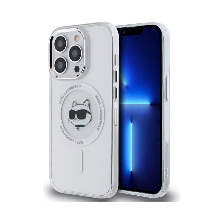 Karl Lagerfeld KLHMP13LHLSCHH iPhone 13  Pro 6.1" biały/white hardcase IML Metal Choupette Head MagSafe na NearMe.pl