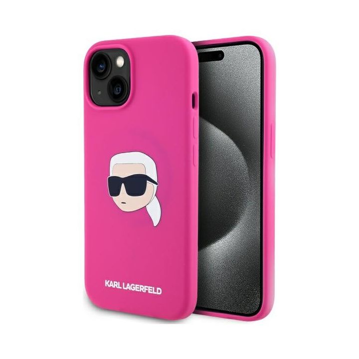Karl Lagerfeld KLHMP15SSKHPPLF iPhone 15 6.1" fuksja/fuschia hardcase Silicone Karl Head Print MagSafe na NearMe.pl