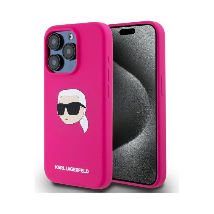 Karl Lagerfeld KLHMP15LSKHPPLF iPhone 15 Pro 6.1" fuksja/fuschia hardcase Silicone Karl Head Print MagSafe na NearMe.pl