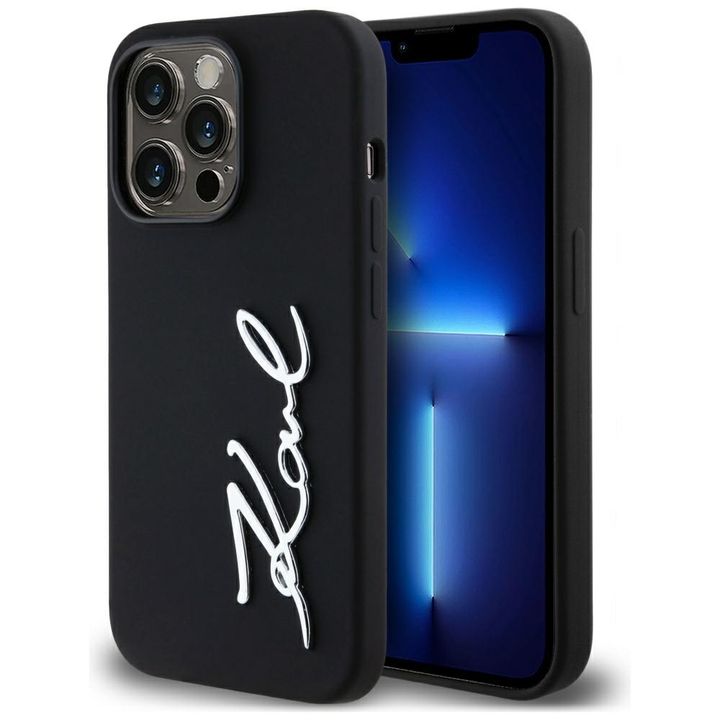 Etui Karl Lagerfeld Silicone Metal Script Logo do iPhone 14 Pro czarny na NearMe.pl